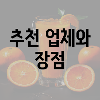 추천 업체와 장점