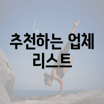 추천하는 업체 리스트