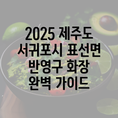 2025 제주도 서귀포시 표선면 반영구 화장 완벽 가이드