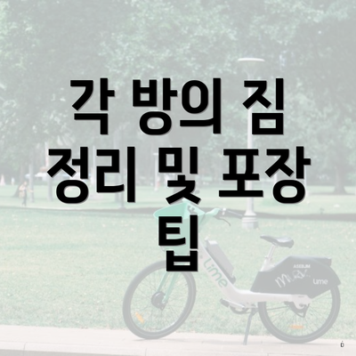 각 방의 짐 정리 및 포장 팁