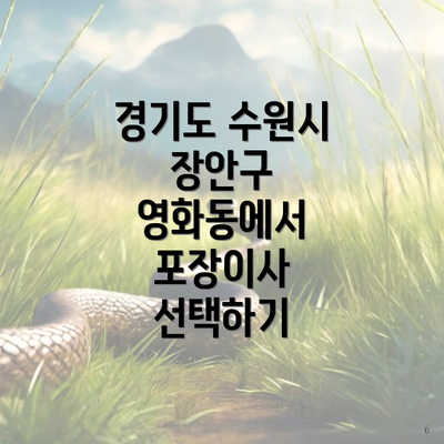 경기도 수원시 장안구 영화동에서 포장이사 선택하기