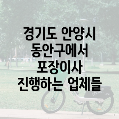 경기도 안양시 동안구에서 포장이사 진행하는 업체들