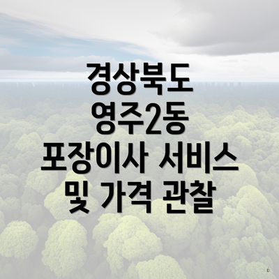 경상북도 영주2동 포장이사 서비스 및 가격 관찰