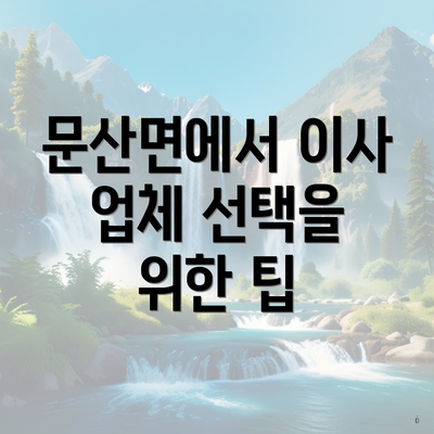 문산면에서 이사 업체 선택을 위한 팁