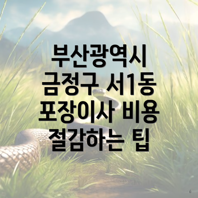 부산광역시 금정구 서1동 포장이사 비용 절감하는 팁