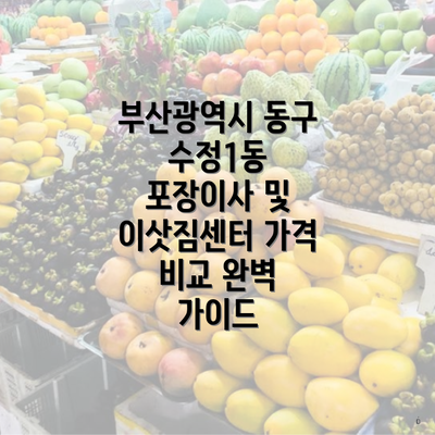 부산광역시 동구 수정1동 포장이사 및 이삿짐센터 가격 비교 완벽 가이드