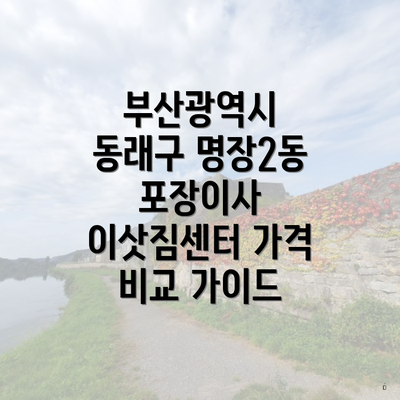 부산광역시 동래구 명장2동 포장이사 이삿짐센터 가격 비교 가이드