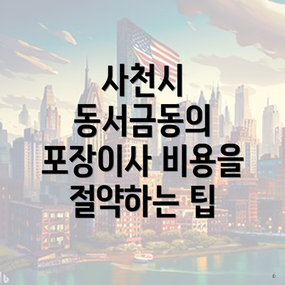 사천시 동서금동의 포장이사 비용을 절약하는 팁