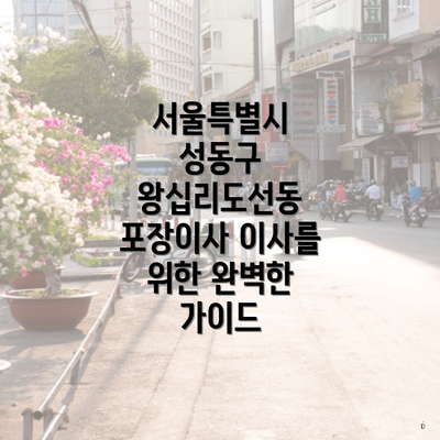 서울특별시 성동구 왕십리도선동 포장이사 이사를 위한 완벽한 가이드