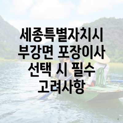 세종특별자치시 부강면 포장이사 선택 시 필수 고려사항