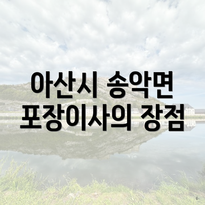 아산시 송악면 포장이사의 장점