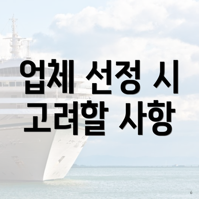 업체 선정 시 고려할 사항