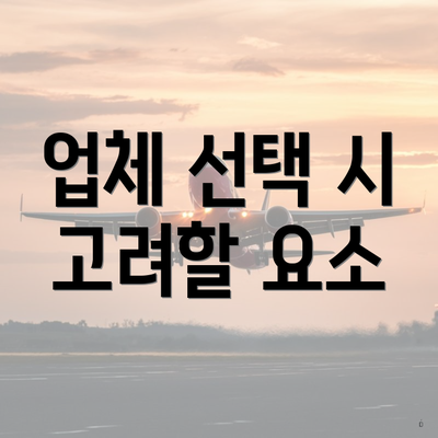 업체 선택 시 고려할 요소