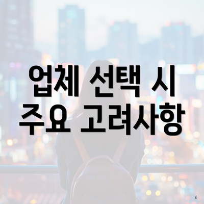 업체 선택 시 주요 고려사항