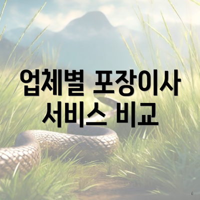 업체별 포장이사 서비스 비교