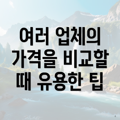 여러 업체의 가격을 비교할 때 유용한 팁