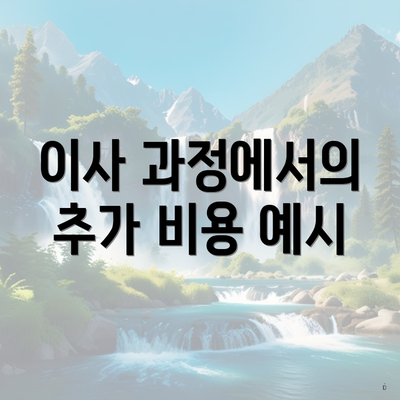 이사 과정에서의 추가 비용 예시