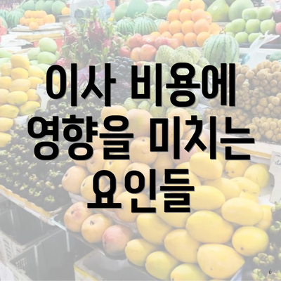 이사 비용에 영향을 미치는 요인들