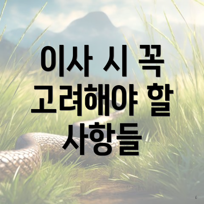 이사 시 꼭 고려해야 할 사항들