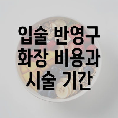 입술 반영구 화장 비용과 시술 기간