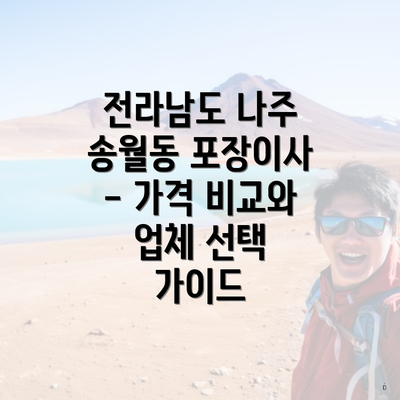 전라남도 나주 송월동 포장이사 - 가격 비교와 업체 선택 가이드