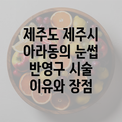 제주도 제주시 아라동의 눈썹 반영구 시술 이유와 장점