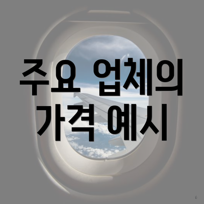 주요 업체의 가격 예시