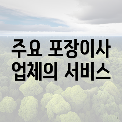 주요 포장이사 업체의 서비스