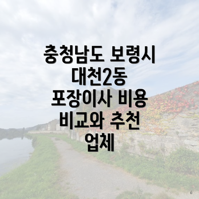 충청남도 보령시 대천2동 포장이사 비용 비교와 추천 업체