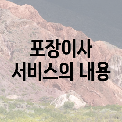 포장이사 서비스의 내용