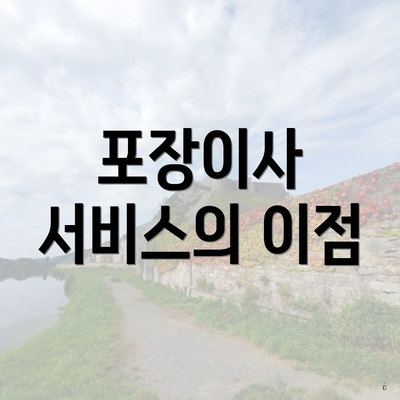 포장이사 서비스의 이점