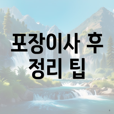 포장이사 후 정리 팁