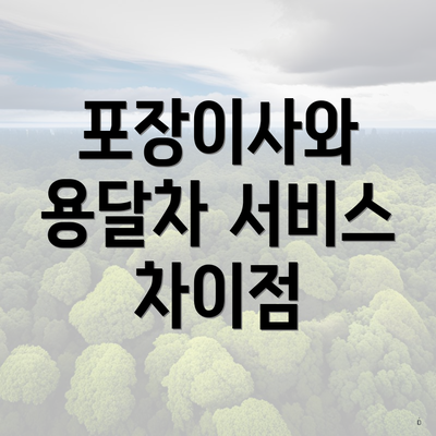 포장이사와 용달차 서비스 차이점