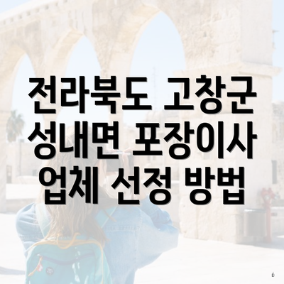 전라북도 고창군 성내면 포장이사 업체 선정 방법