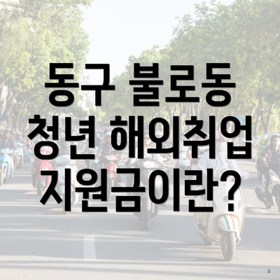 동구 불로동 청년 해외취업 지원금이란?