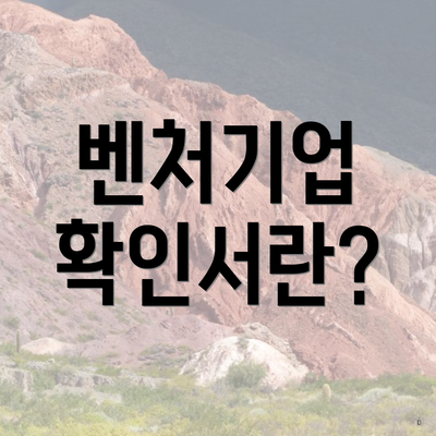 벤처기업 확인서란?