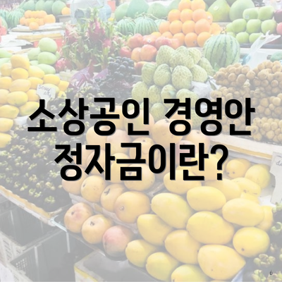 소상공인 경영안정자금이란?