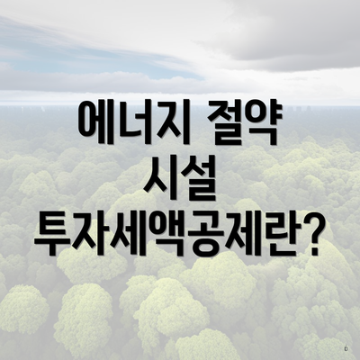 에너지 절약 시설 투자세액공제란?