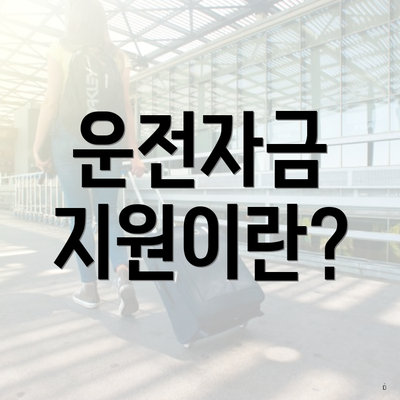 운전자금 지원이란?