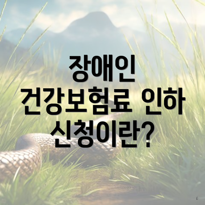 장애인 건강보험료 인하 신청이란?