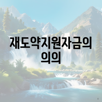 재도약지원자금의 의의