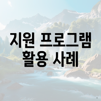 지원 프로그램 활용 사례