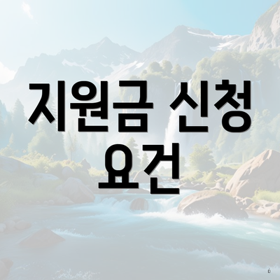 지원금 신청 요건