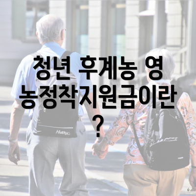청년 후계농 영농정착지원금이란?