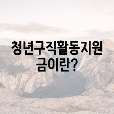 청년구직활동지원금이란?