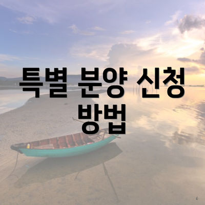 특별 분양 신청 방법