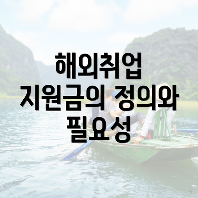 해외취업 지원금의 정의와 필요성