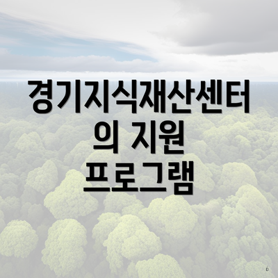 경기지식재산센터의 지원 프로그램