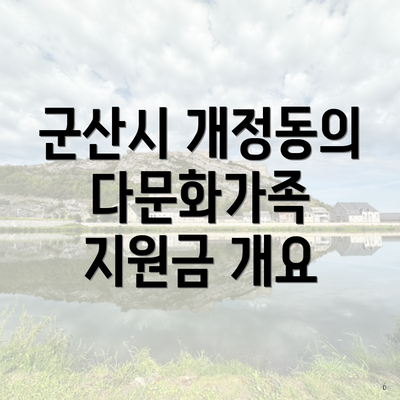 군산시 개정동의 다문화가족 지원금 개요