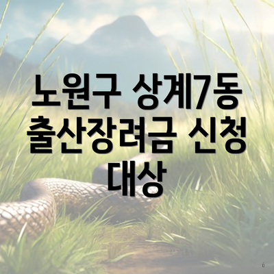 노원구 상계7동 출산장려금 신청 대상